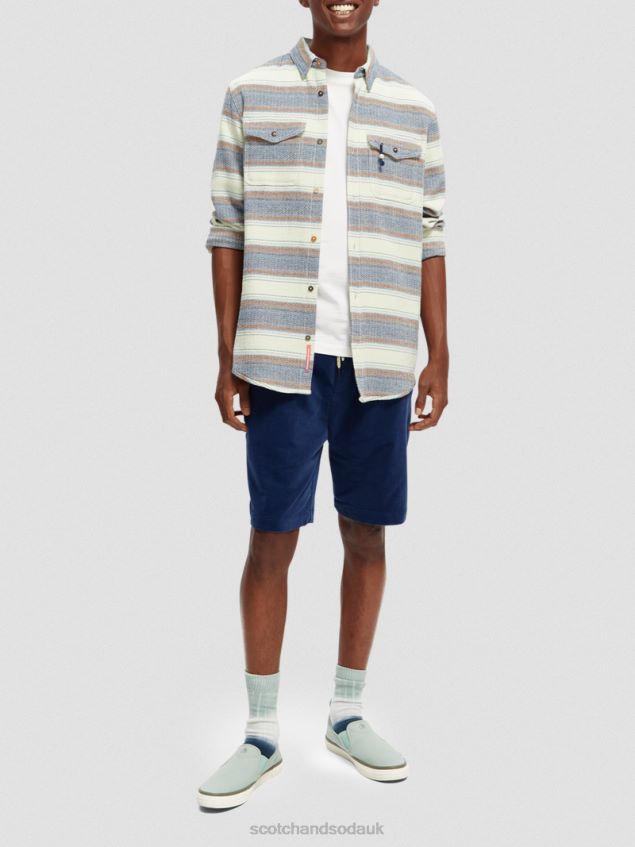 Scotch & Soda Men Relaxed Fit Corduroy Organic Cotton Shorts LP48HB596 Clothing Marine