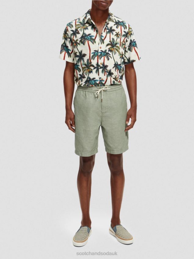 Scotch & Soda Men The Fave Linen-Blended Bermuda Shorts LP48HB600 Clothing Army