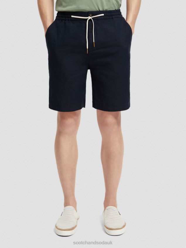 Scotch & Soda Men The Fave Linen-Blended Bermuda Shorts LP48HB602 Clothing Marine