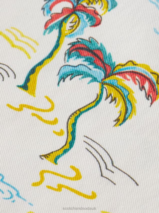 Scotch & Soda Men The Fave Printed Bermuda Shorts LP48HB626 Clothing White Palmtree Island Aop