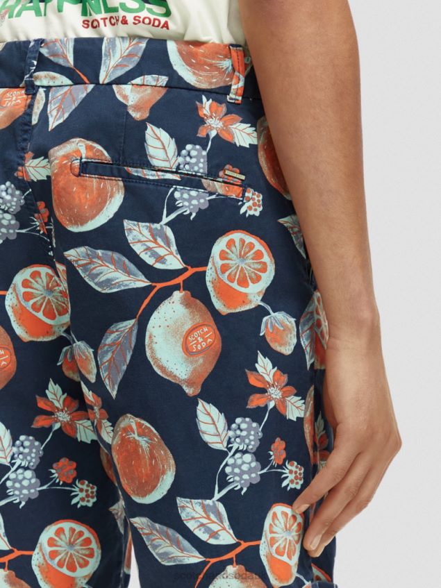 Scotch & Soda Men The Stuart Printed Chino Shorts LP48HB624 Clothing Navy Fruits Aop