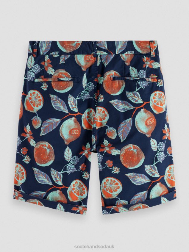 Scotch & Soda Men The Stuart Printed Chino Shorts LP48HB624 Clothing Navy Fruits Aop