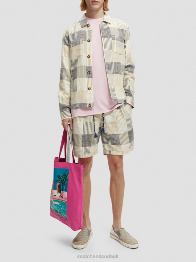 Scotch & Soda Men The Twilt Relaxed Fit Pleated Checked Shorts LP48HB609 Clothing Blue Check