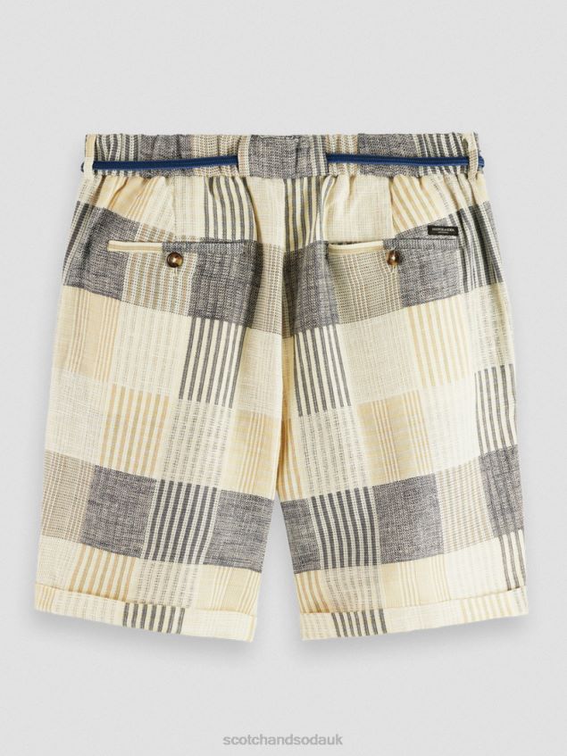 Scotch & Soda Men The Twilt Relaxed Fit Pleated Checked Shorts LP48HB609 Clothing Blue Check