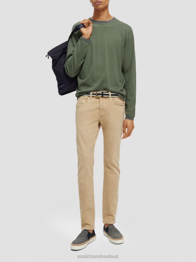 Scotch & Soda Men Contrast-Trimmed Sweater LP48HB653 Clothing Army