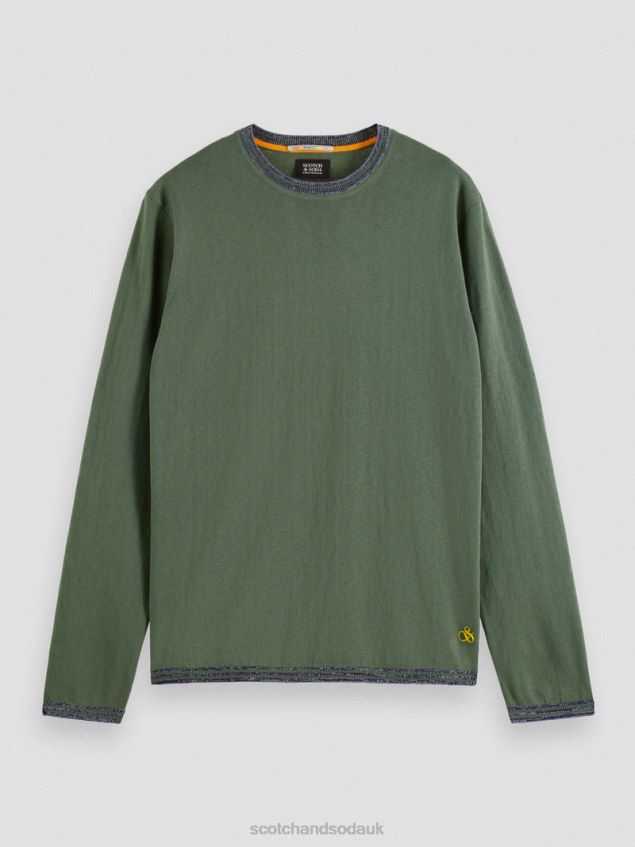 Scotch & Soda Men Contrast-Trimmed Sweater LP48HB653 Clothing Army