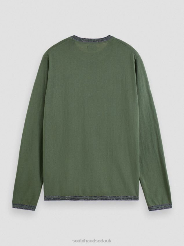 Scotch & Soda Men Contrast-Trimmed Sweater LP48HB653 Clothing Army