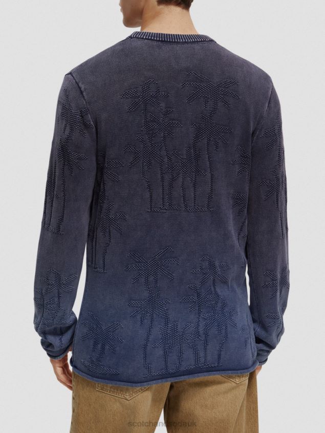 Scotch & Soda Men Garment-Dyed Jacquard Woven Sweater LP48HB636 Clothing Combo A