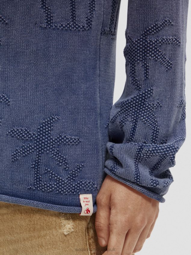 Scotch & Soda Men Garment-Dyed Jacquard Woven Sweater LP48HB636 Clothing Combo A