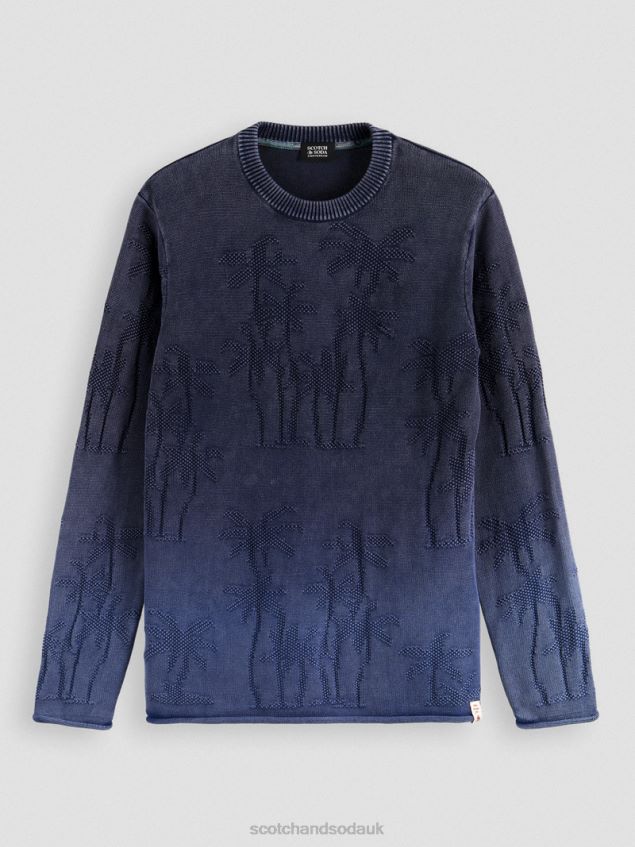 Scotch & Soda Men Garment-Dyed Jacquard Woven Sweater LP48HB636 Clothing Combo A