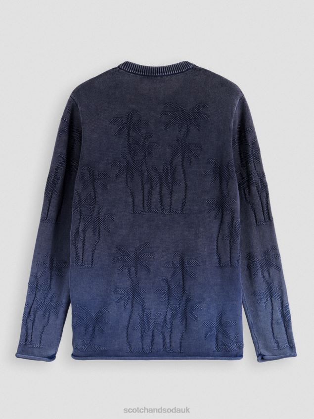 Scotch & Soda Men Garment-Dyed Jacquard Woven Sweater LP48HB636 Clothing Combo A