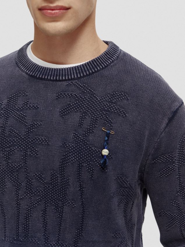 Scotch & Soda Men Garment-Dyed Jacquard Woven Sweater LP48HB636 Clothing Combo A