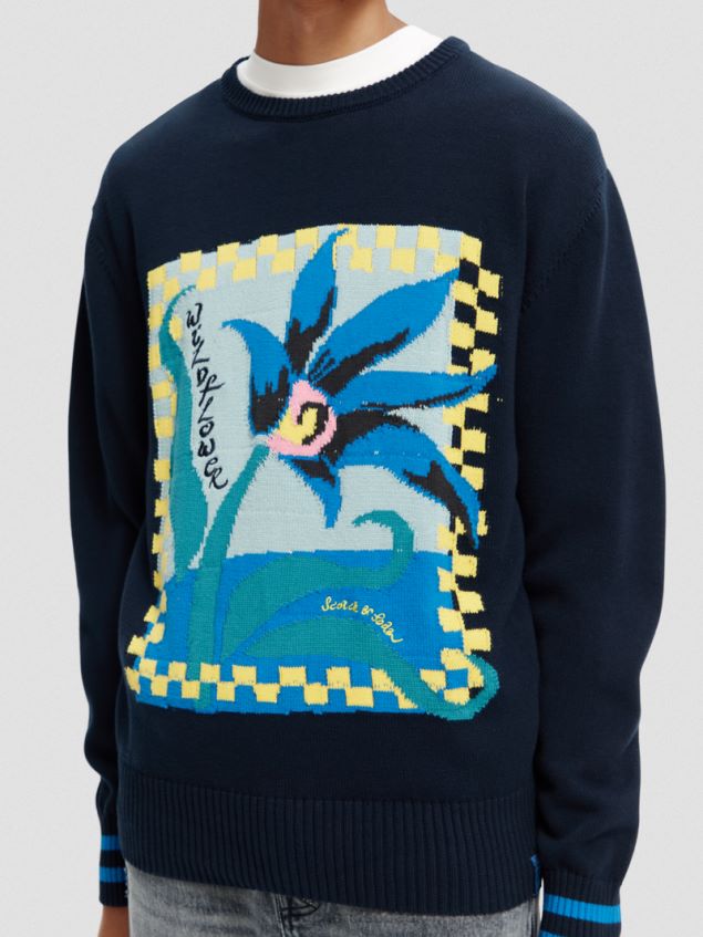 Scotch & Soda Men Intarsia Artwork Organic Sweater LP48HB641 Clothing Combo A