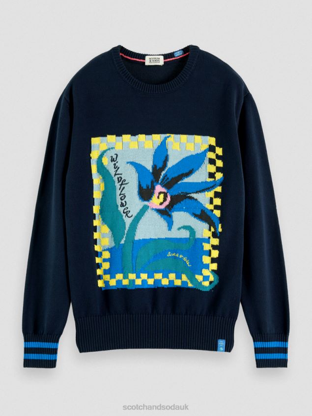 Scotch & Soda Men Intarsia Artwork Organic Sweater LP48HB641 Clothing Combo A