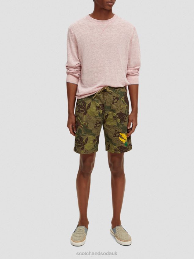 Scotch & Soda Men Linen-Blended Crewneck Sweater LP48HB650 Clothing Stone Pink Melange