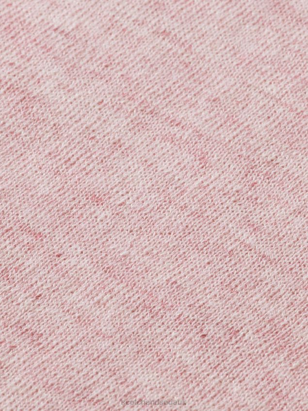 Scotch & Soda Men Linen-Blended Crewneck Sweater LP48HB650 Clothing Stone Pink Melange