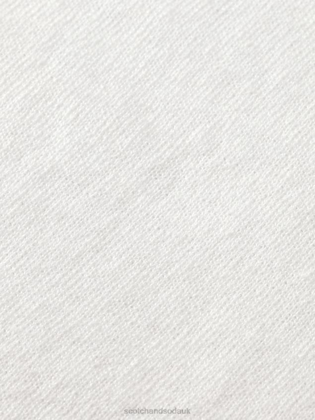 Scotch & Soda Men Linen-Blended Crewneck Sweater LP48HB652 Clothing White