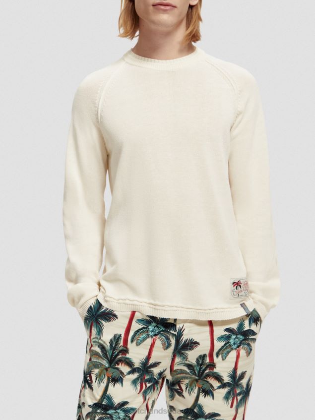Scotch & Soda Men Raglan Sweater LP48HB659 Clothing Denim White Melange