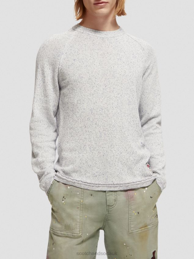 Scotch & Soda Men Raglan Sweater LP48HB660 Clothing Riviera Blue Melange