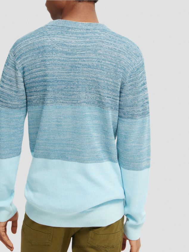 Scotch & Soda Men Striped Structure-Knit Organic Sweater LP48HB656 Clothing Combo B