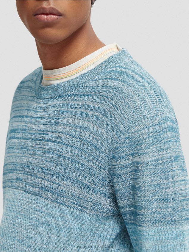 Scotch & Soda Men Striped Structure-Knit Organic Sweater LP48HB656 Clothing Combo B