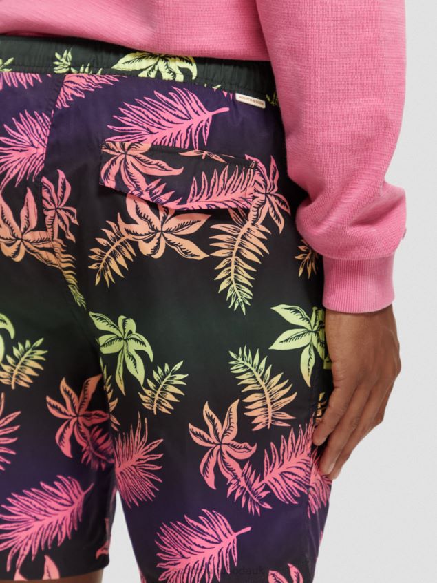 Scotch & Soda Men Long-Length Printed Swim Short LP48HB677 Clothing Gradient Leaf Aop