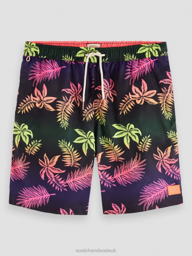 Scotch & Soda Men Long-Length Printed Swim Short LP48HB677 Clothing Gradient Leaf Aop
