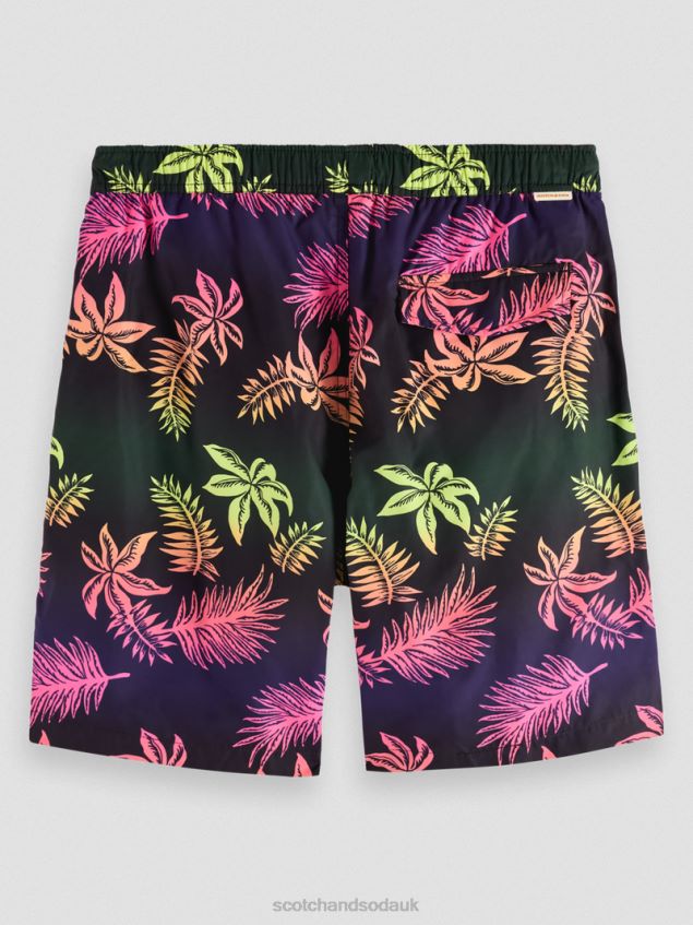 Scotch & Soda Men Long-Length Printed Swim Short LP48HB677 Clothing Gradient Leaf Aop