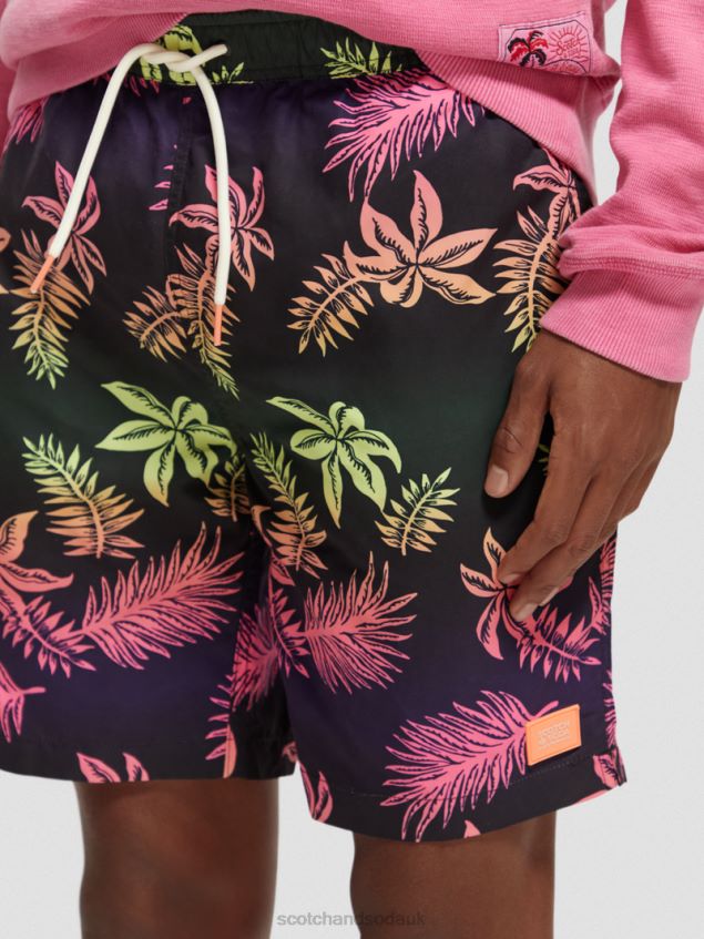 Scotch & Soda Men Long-Length Printed Swim Short LP48HB677 Clothing Gradient Leaf Aop