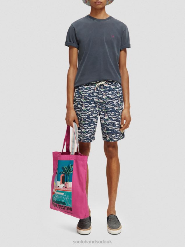 Scotch & Soda Men Long-Length Printed Swim Short LP48HB678 Clothing Blue Wave Surf Aop