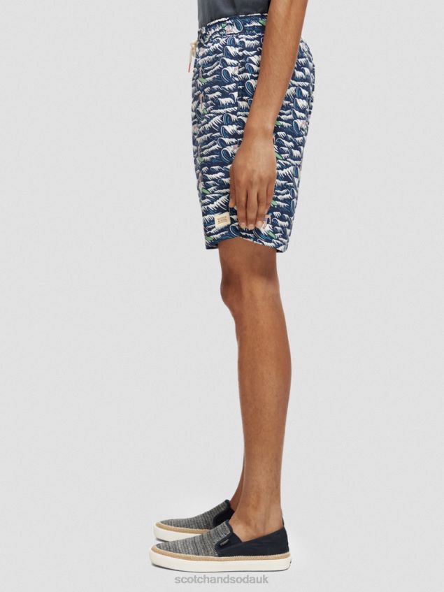 Scotch & Soda Men Long-Length Printed Swim Short LP48HB678 Clothing Blue Wave Surf Aop
