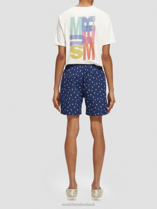 Scotch & Soda Men Mid-Length Printed Swim Short LP48HB667 Clothing Navy Palmdots Aop