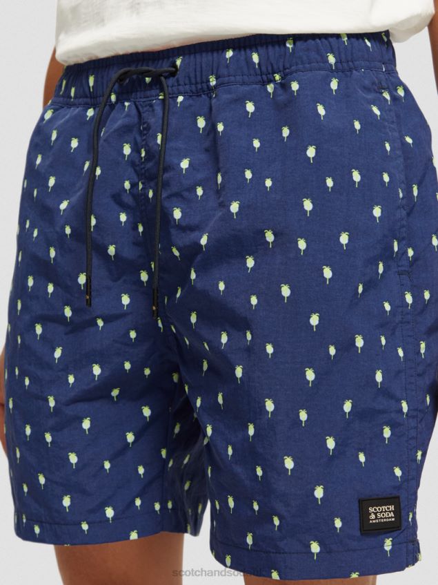 Scotch & Soda Men Mid-Length Printed Swim Short LP48HB667 Clothing Navy Palmdots Aop