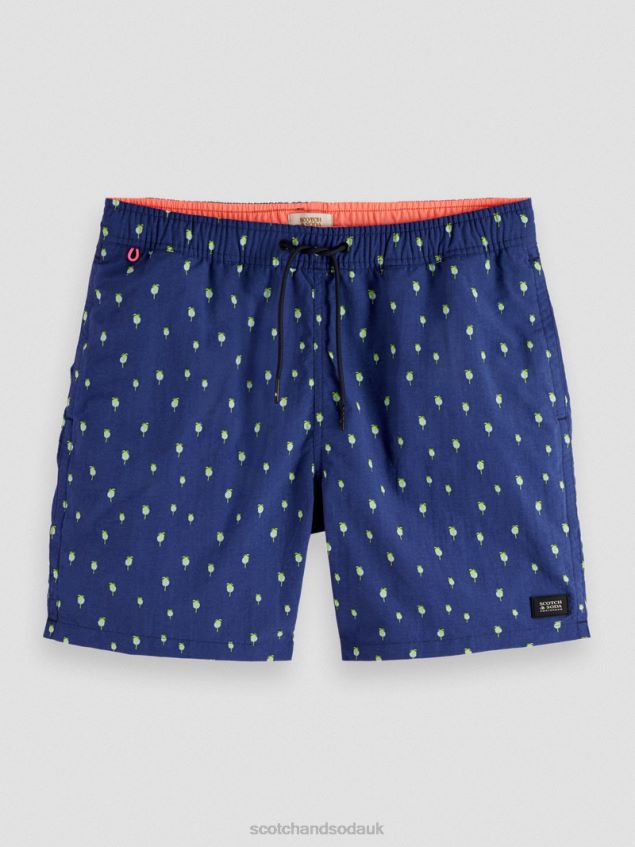 Scotch & Soda Men Mid-Length Printed Swim Short LP48HB667 Clothing Navy Palmdots Aop