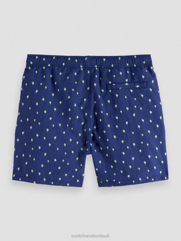Scotch & Soda Men Mid-Length Printed Swim Short LP48HB667 Clothing Navy Palmdots Aop