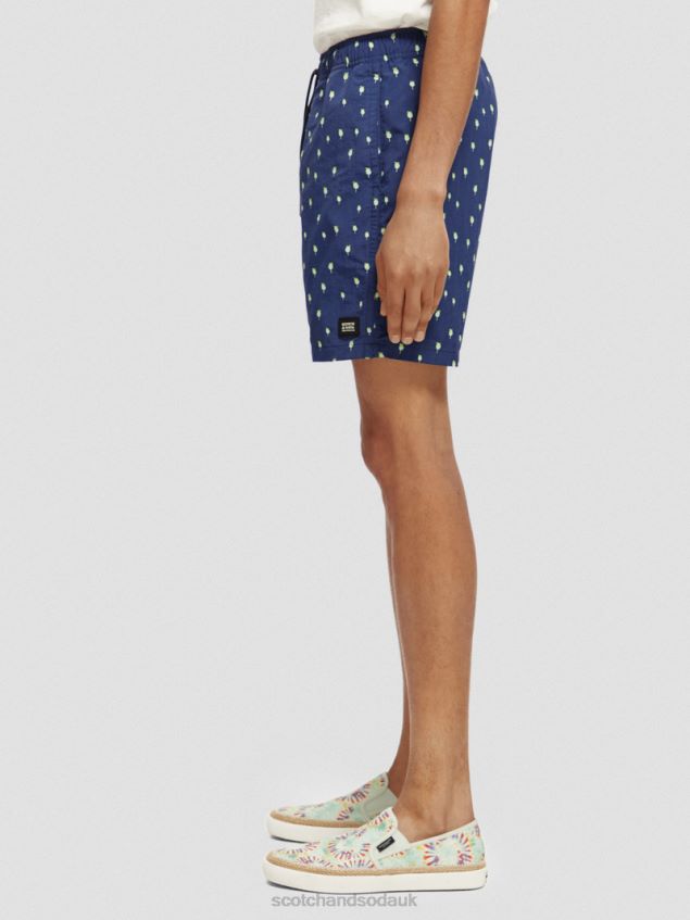 Scotch & Soda Men Mid-Length Printed Swim Short LP48HB667 Clothing Navy Palmdots Aop