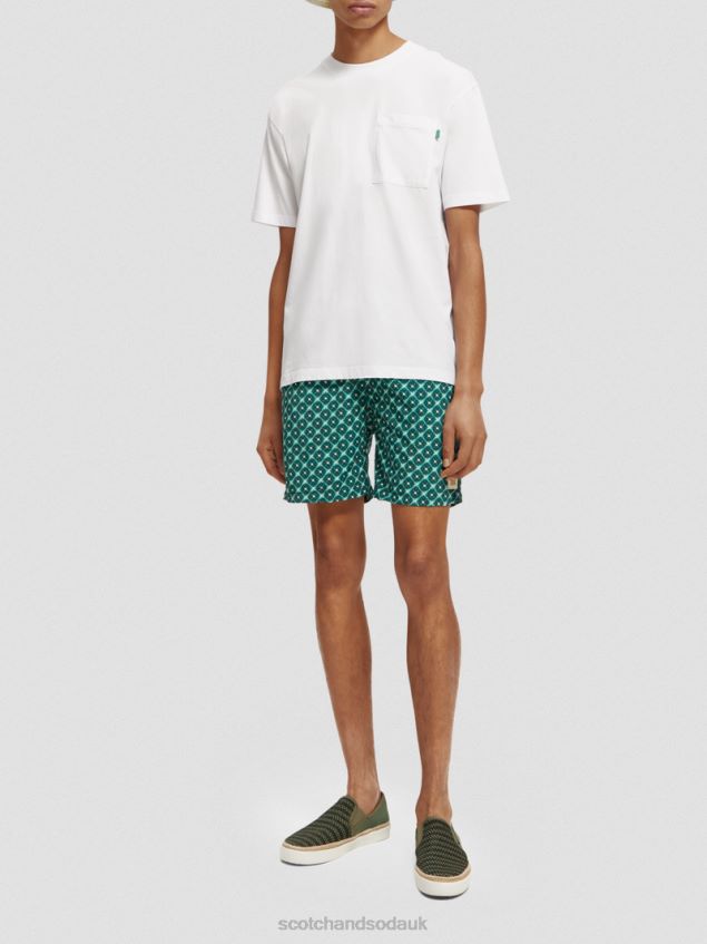 Scotch & Soda Men Mid-Length Printed Swim Short LP48HB669 Clothing Turquoise Tiles Aop
