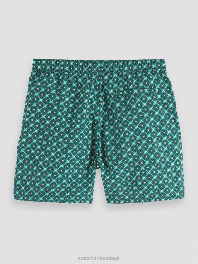 Scotch & Soda Men Mid-Length Printed Swim Short LP48HB669 Clothing Turquoise Tiles Aop