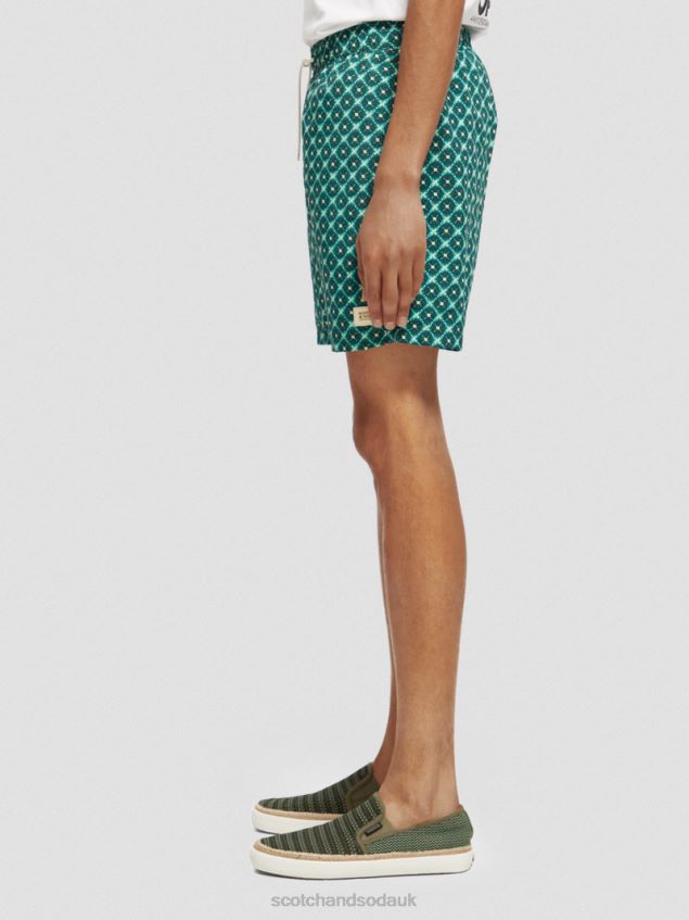 Scotch & Soda Men Mid-Length Printed Swim Short LP48HB669 Clothing Turquoise Tiles Aop