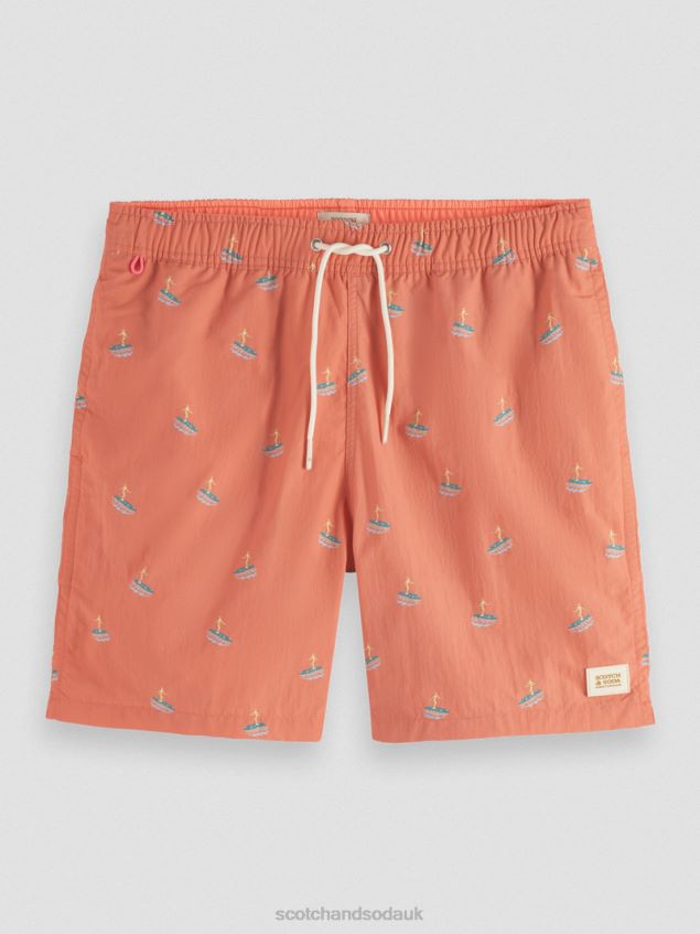 Scotch & Soda Men Mid-Length Printed Swim Short LP48HB670 Clothing Flamingo Surfer Aop