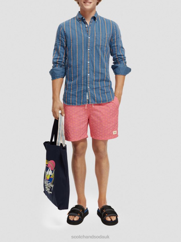 Scotch & Soda Men Mid-Length Printed Swim Short LP48HB671 Clothing Flamingo Wax Leaf Aop