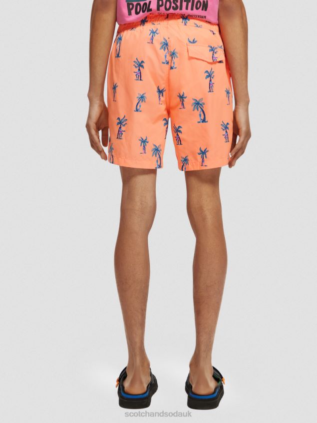 Scotch & Soda Men Mid-Length Printed Swim Short LP48HB672 Clothing Pink Guitar Aop