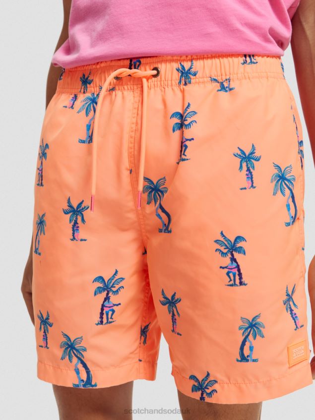 Scotch & Soda Men Mid-Length Printed Swim Short LP48HB672 Clothing Pink Guitar Aop