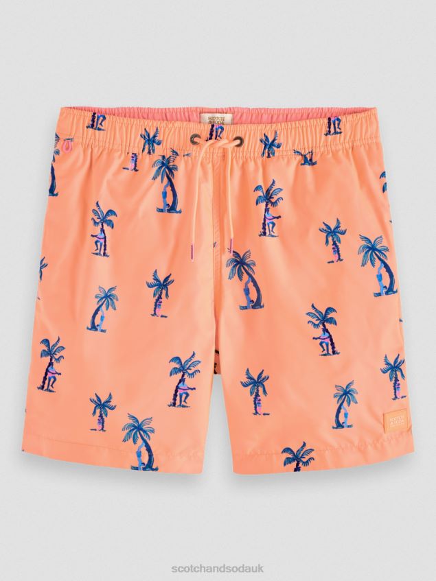 Scotch & Soda Men Mid-Length Printed Swim Short LP48HB672 Clothing Pink Guitar Aop