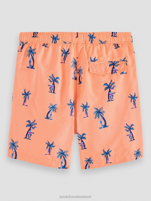 Scotch & Soda Men Mid-Length Printed Swim Short LP48HB672 Clothing Pink Guitar Aop