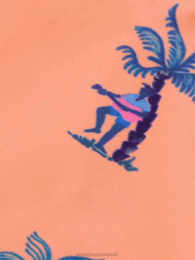 Scotch & Soda Men Mid-Length Printed Swim Short LP48HB672 Clothing Pink Guitar Aop