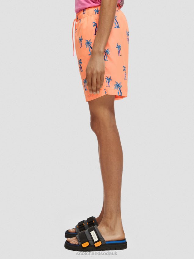 Scotch & Soda Men Mid-Length Printed Swim Short LP48HB672 Clothing Pink Guitar Aop