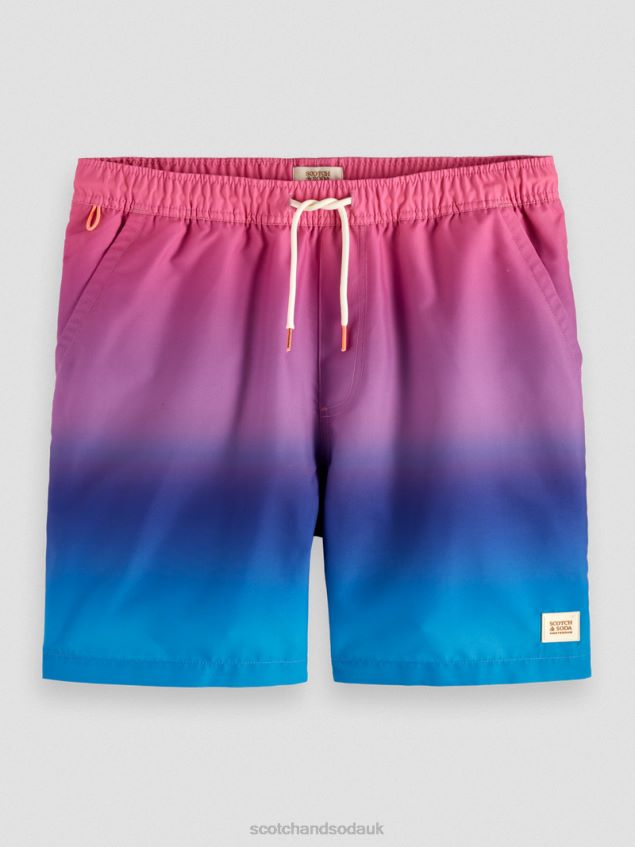 Scotch & Soda Men Mid-Length Printed Swim Short LP48HB695 Clothing Cerise Gradient
