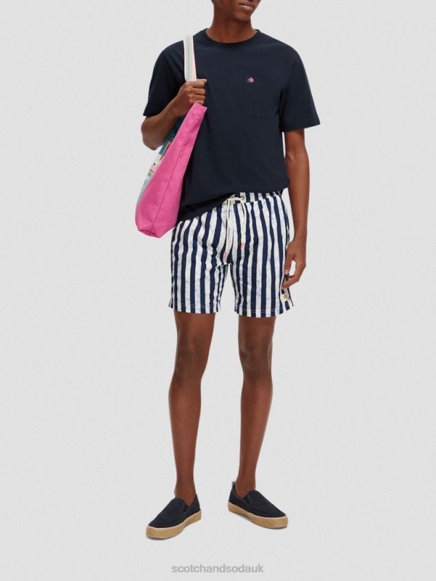 Scotch & Soda Men Printed Mid-Length Swim Shorts LP48HB679 Clothing Blue Tie Dye Stripe