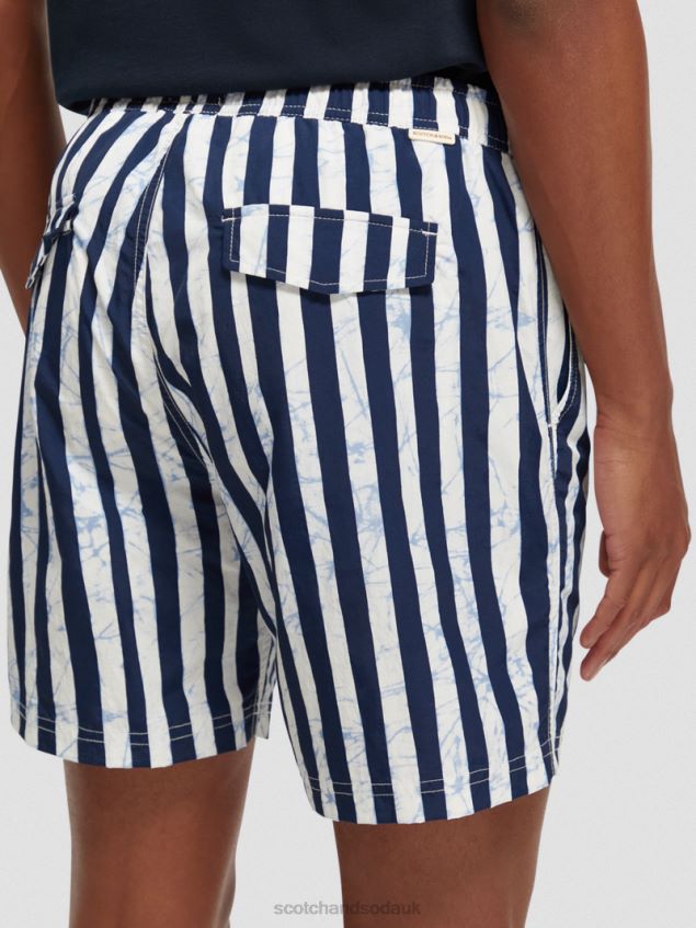 Scotch & Soda Men Printed Mid-Length Swim Shorts LP48HB679 Clothing Blue Tie Dye Stripe